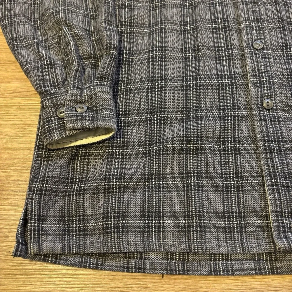 Vintage Levis Shirt Jacket Men's Small Grey Black Plaid Flannel Shacket Oversize - Picture 7 of 15